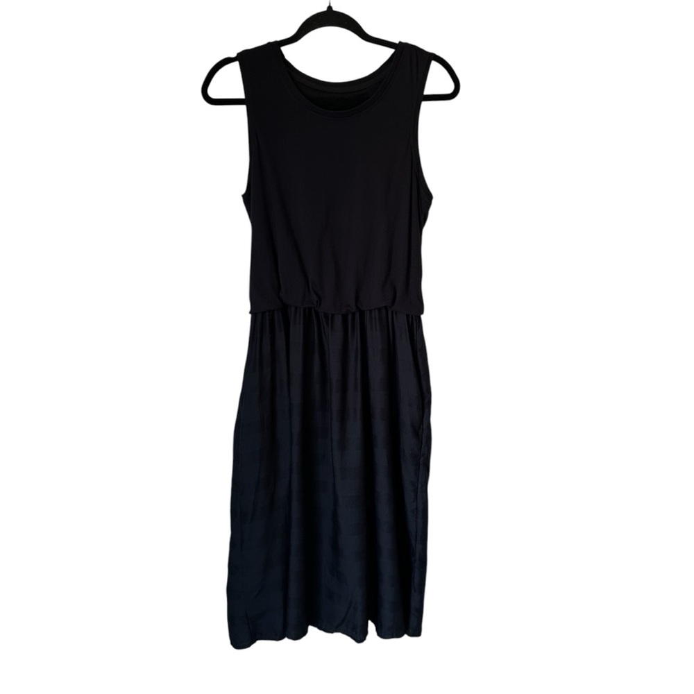 Prana Womens Perry Midi Dress Size S Black Pockets Boho Beachy Casual Stretch